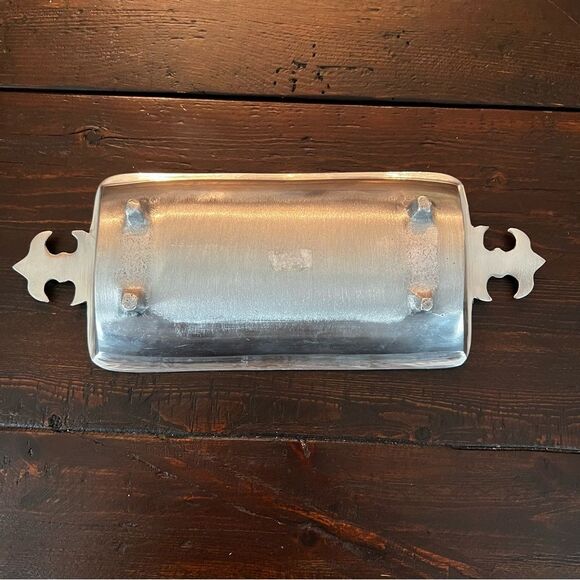 Rectangular Metal Silver Tray with Handles - Picture 3 of 3